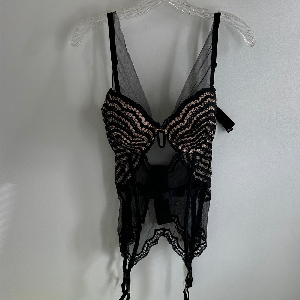 Victoria’s Secret Black Mesh Corset Garter Straps